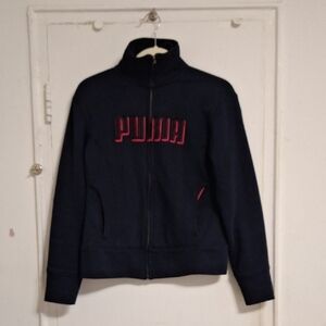 PUMA Women's Navy Blue Mock Nwck Sweater Jacket